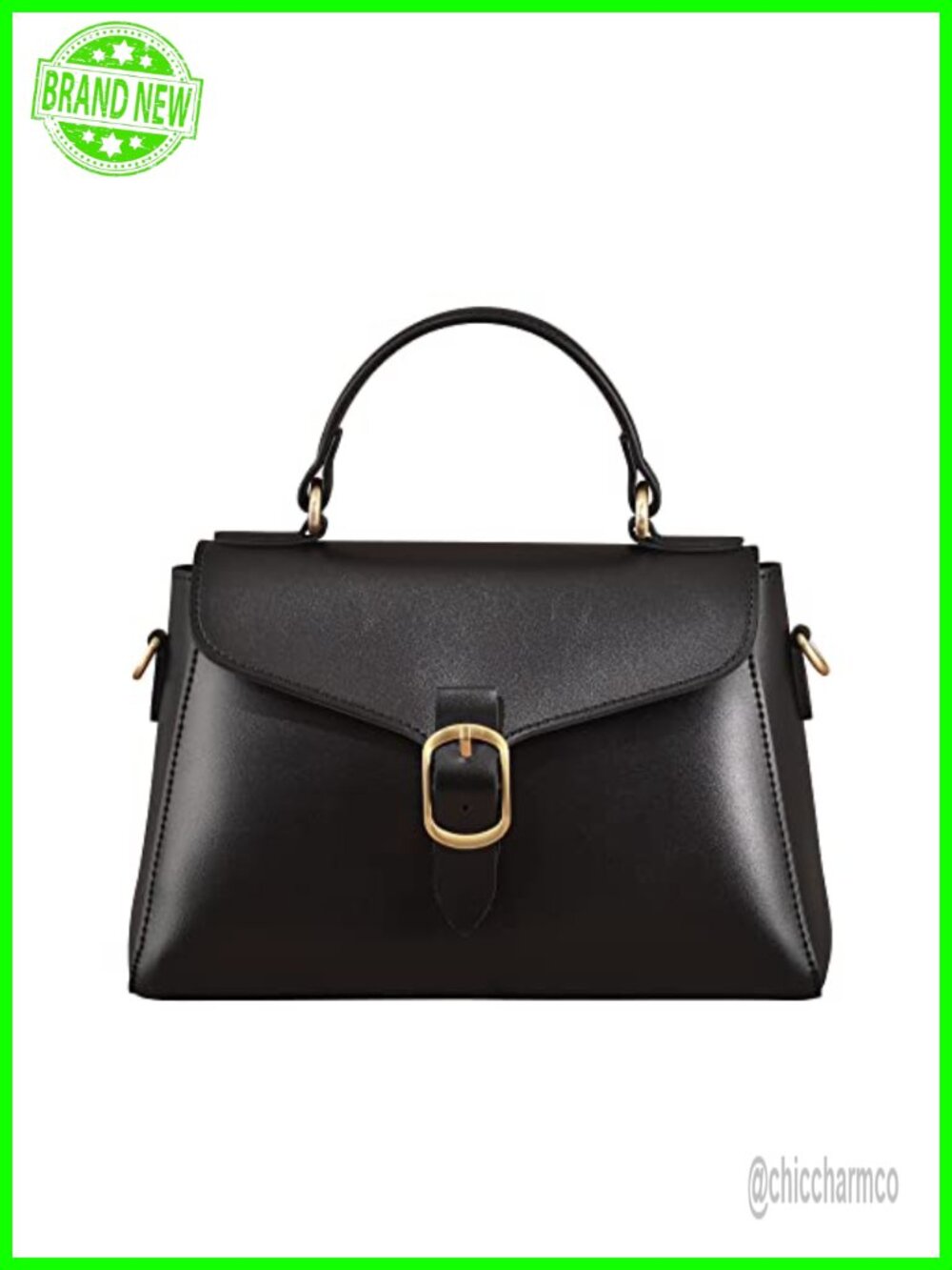 Vegan Leather Flap Top Handle Satchel Handbag Medium Small Casual Purse